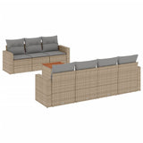 8 Piece Garden Sofa Set with Cushions Beige Poly Rattan - Front View
