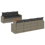 8 Piece Garden Sofa Set with Cushions Grey Poly Rattan - Front View