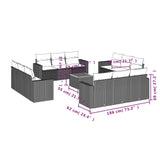 13 Piece Garden Sofa Set with Cushions Beige Poly Rattan - Side View