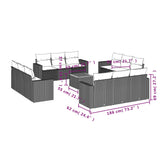 13 Piece Garden Sofa Set with Cushions Grey Poly Rattan - Side View