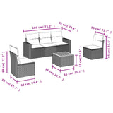 6 Piece Garden Sofa Set with Cushions Black Poly Rattan - Side View