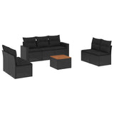 8 Piece Garden Sofa Set with Cushions Black Poly Rattan - Front View