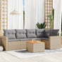 6 Piece Garden Sofa Set with Cushions Beige Poly Rattan