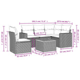 6 Piece Garden Sofa Set with Cushions Grey Poly Rattan