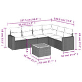 7 Piece Garden Sofa Set with Cushions Black Poly Rattan - Side View