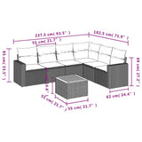 7 Piece Garden Sofa Set with Cushions Grey Poly Rattan