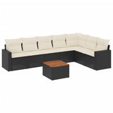 8 Piece Garden Sofa Set with Cushions Black Poly Rattan - Front View