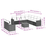 10 Piece Garden Sofa Set with Cushions Grey Poly Rattan - Side View