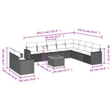 11 Piece Garden Sofa Set with Cushions Black Poly Rattan - Side View
