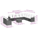 11 Piece Garden Sofa Set with Cushions Grey Poly Rattan - Side View