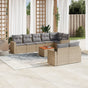 9 Piece Garden Sofa Set with Cushions Beige Poly Rattan