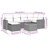 7 Piece Garden Sofa Set with Cushions Black Poly Rattan