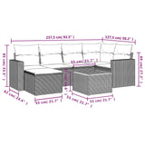 7 Piece Garden Sofa Set with Cushions Black Poly Rattan - Side View