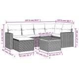 7 Piece Garden Sofa Set with Cushions Black Poly Rattan