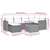7 Piece Garden Sofa Set with Cushions Grey Poly Rattan - Side View