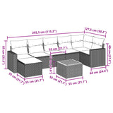 8 Piece Garden Sofa Set with Cushions Black Poly Rattan - Side View