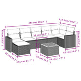 8 Piece Garden Sofa Set with Cushions Black Poly Rattan - Side View