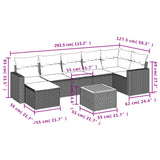 8 Piece Garden Sofa Set with Cushions Grey Poly Rattan - Side View
