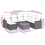 8 Piece Garden Sofa Set with Cushions Grey Poly Rattan - Side View