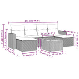 7 Piece Garden Sofa Set with Cushions Black Poly Rattan