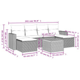 7 Piece Garden Sofa Set with Cushions Black Poly Rattan - Side View