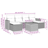 7 Piece Garden Sofa Set with Cushions Grey Poly Rattan - Side View