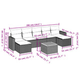 8 Piece Garden Sofa Set with Cushions Black Poly Rattan - Side View