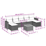 8 Piece Garden Sofa Set with Cushions Black Poly Rattan - Side View