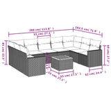 10 Piece Garden Sofa Set with Cushions Black Poly Rattan - Side View