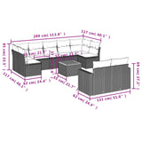 10 Piece Garden Sofa Set with Cushions Black Poly Rattan - Side View