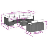 10 Piece Garden Sofa Set with Cushions Black Poly Rattan - Side View