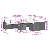 10 Piece Garden Sofa Set with Cushions Beige Poly Rattan - Side View