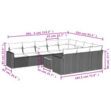 11 Piece Garden Sofa Set with Cushions Black Poly Rattan