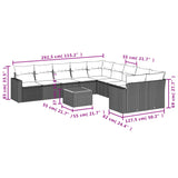 11 Piece Garden Sofa Set with Cushions Black Poly Rattan - Side View