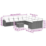 11 Piece Garden Sofa Set with Cushions Black Poly Rattan