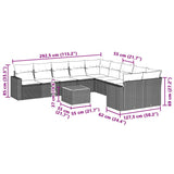 11 Piece Garden Sofa Set with Cushions Black Poly Rattan - Side View