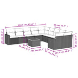 11 Piece Garden Sofa Set with Cushions Grey Poly Rattan - Side View
