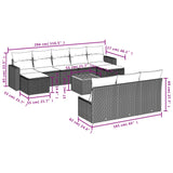 11 Piece Garden Sofa Set with Cushions Black Poly Rattan - Side View