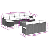 11 Piece Garden Sofa Set with Cushions Black Poly Rattan - Side View