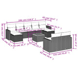 10 Piece Garden Sofa Set with Cushions Grey Poly Rattan - Side View