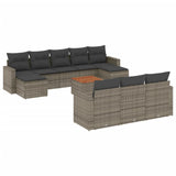 11 Piece Garden Sofa Set with Cushions Grey Poly Rattan - Front View