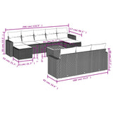 11 Piece Garden Sofa Set with Cushions Grey Poly Rattan - Side View