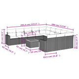 12 Piece Garden Sofa Set with Cushions Black Poly Rattan - Side View