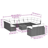 13 Piece Garden Sofa Set with Cushions Grey Poly Rattan