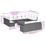 14 Piece Garden Sofa Set with Cushions Grey Poly Rattan