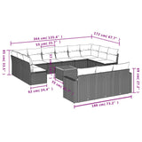 14 Piece Garden Sofa Set with Cushions Grey Poly Rattan - Side View