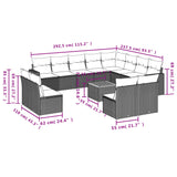 13 Piece Garden Sofa Set with Cushions Black Poly Rattan - Side View