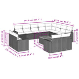13 Piece Garden Sofa Set with Cushions Black Poly Rattan - Side View