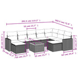10 Piece Garden Sofa Set with Cushions Black Poly Rattan - Side View