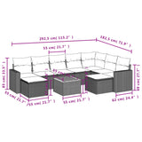 10 Piece Garden Sofa Set with Cushions Grey Poly Rattan - Side View
